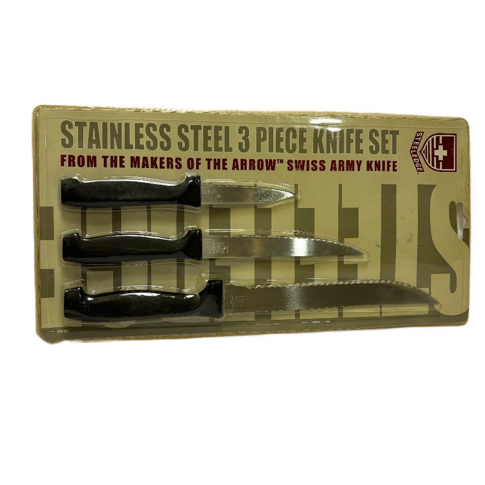 Vtg Steeledge Stainless Steel 3 pc knife Set NWT
